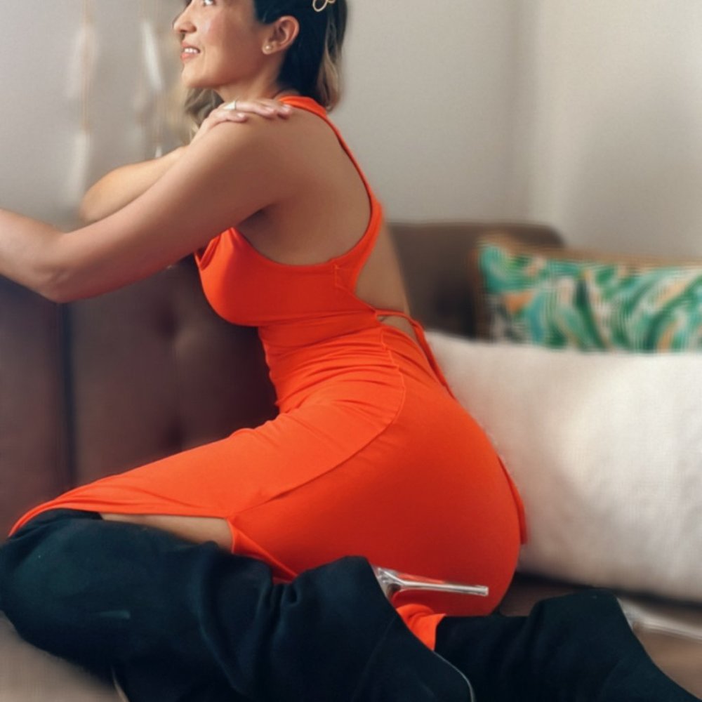 Orange Midi Dress